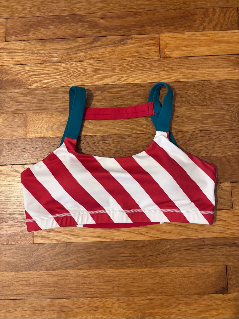 Born Primitive Red, White and Green Striped Sports Bra XL